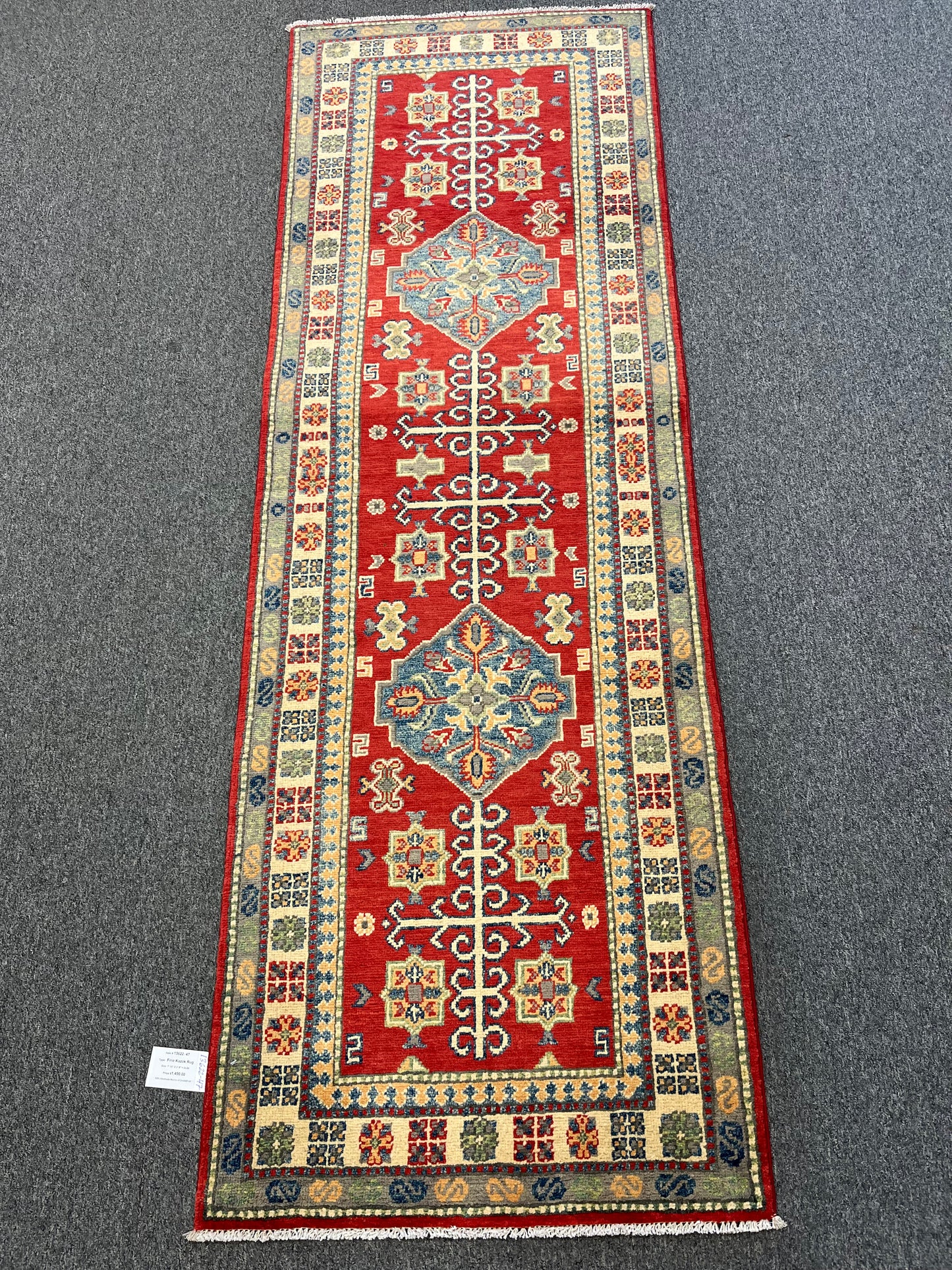 Kazak Runner Red 2' 8"X8' Handmade Wool Rug # 13622