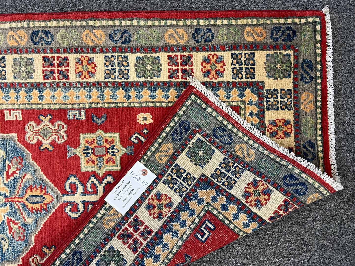 Kazak Runner Red 2' 8"X8' Handmade Wool Rug # 13622