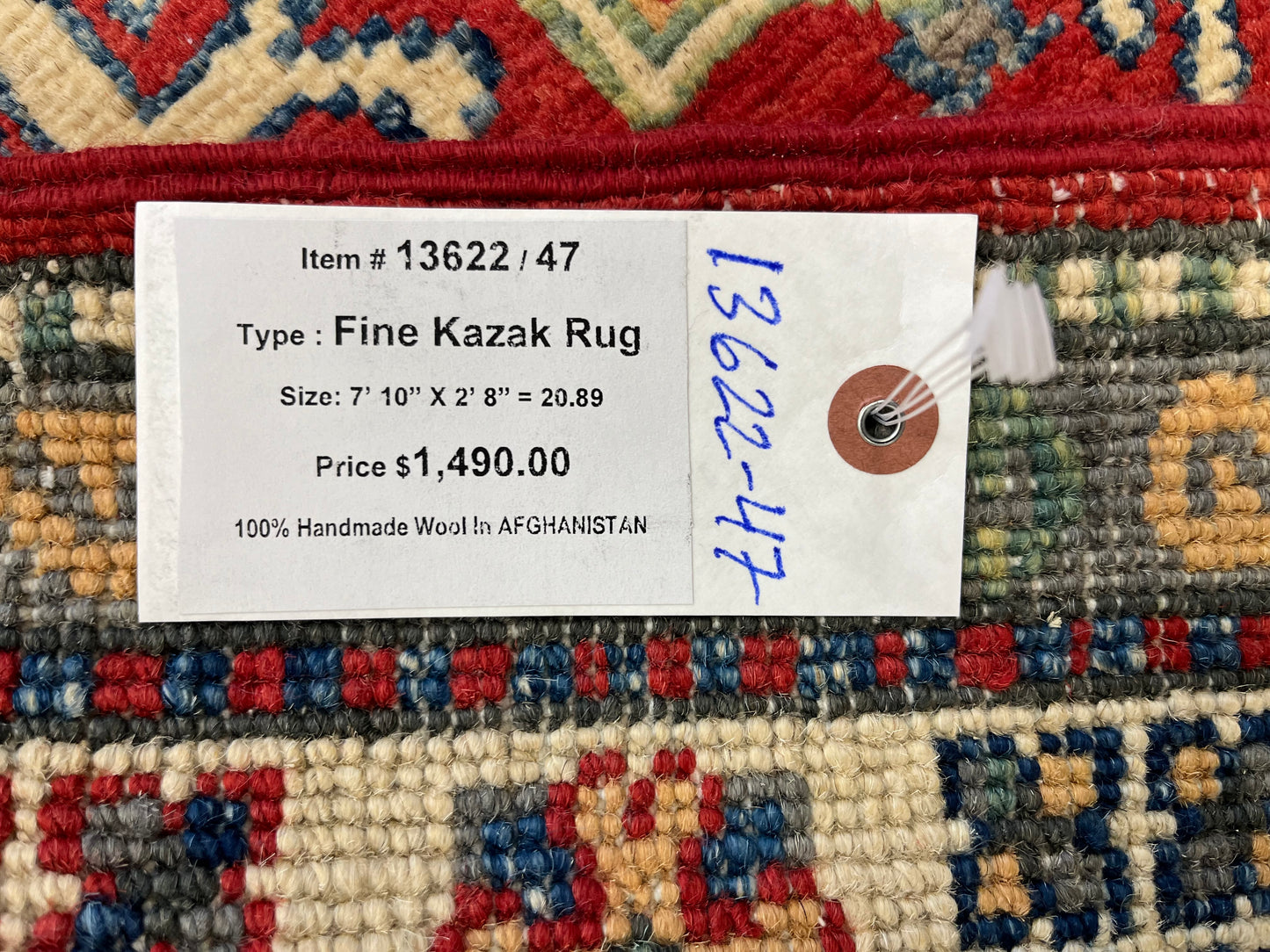 Kazak Runner Red 2' 8"X8' Handmade Wool Rug # 13622