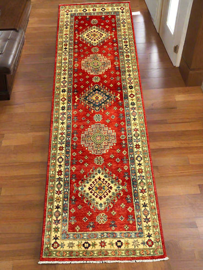 Kazak Runner Red 2' 8"X9' Handmade Wool Rug # 13624