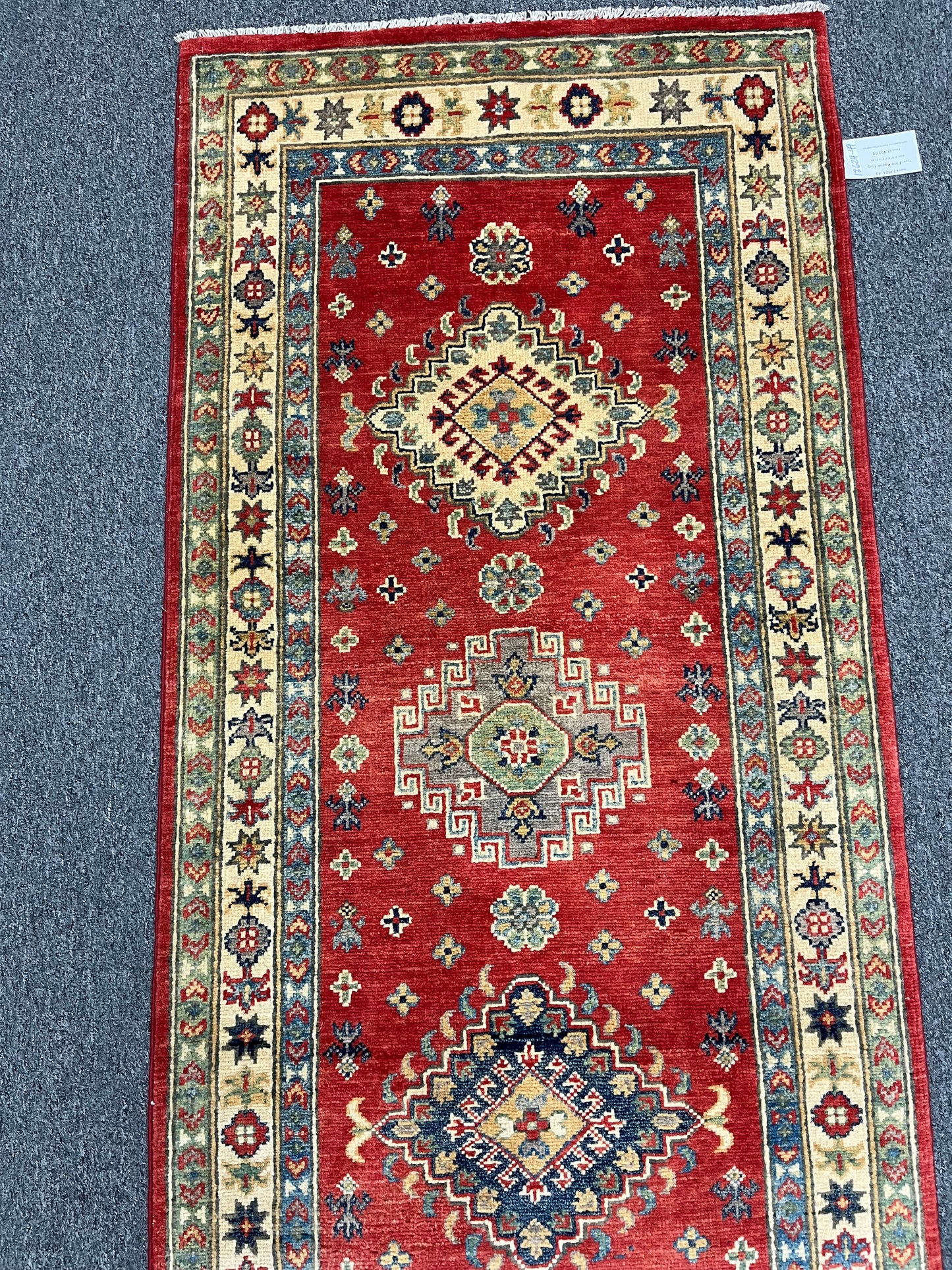 Kazak Runner Red 2' 8"X9' Handmade Wool Rug # 13624