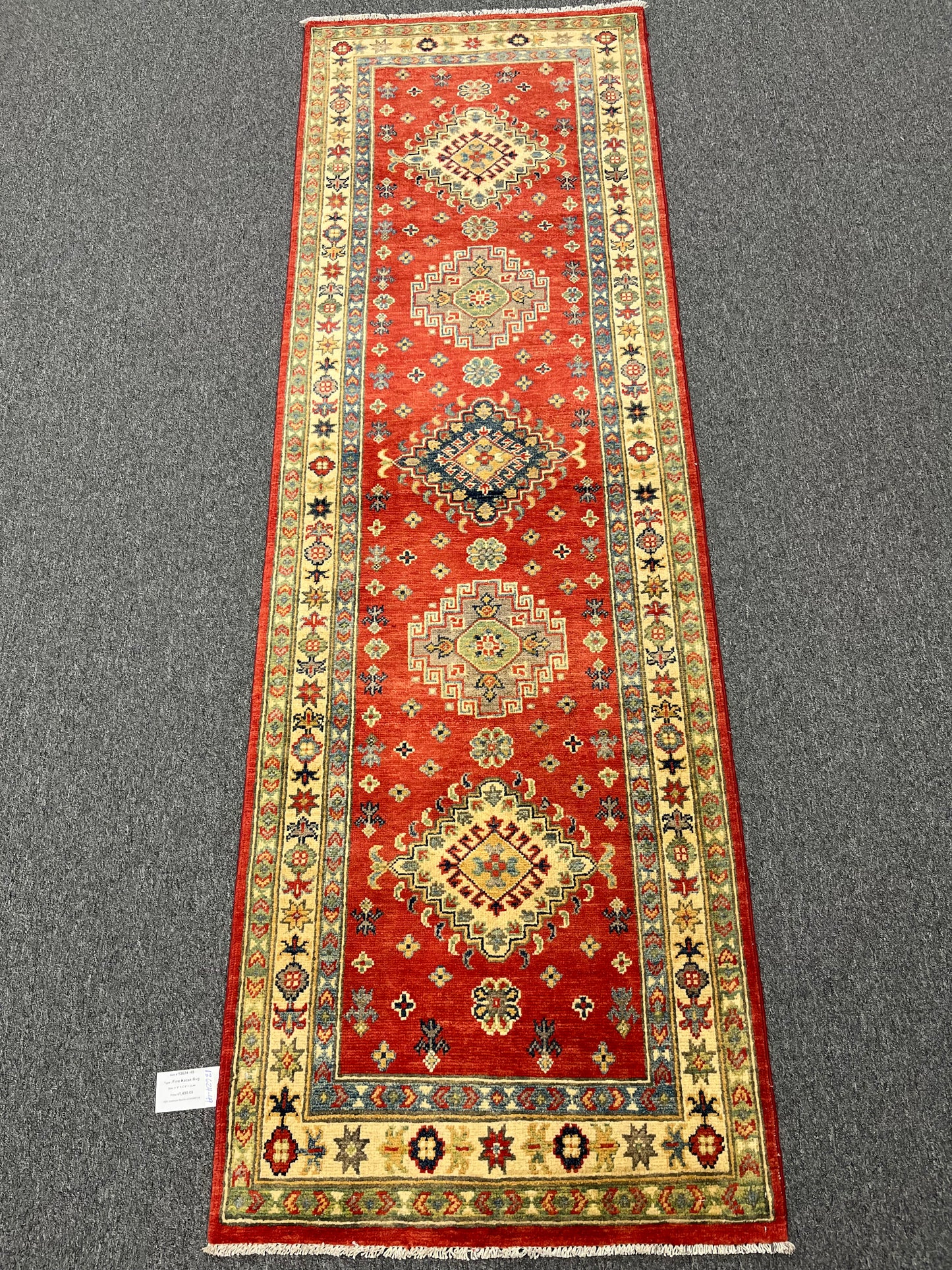 Kazak Runner Red 2' 8"X9' Handmade Wool Rug # 13624