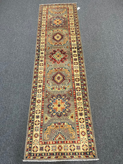 Kazak Runner Gray 2' 8"X10' Handmade Wool Rug # 13631