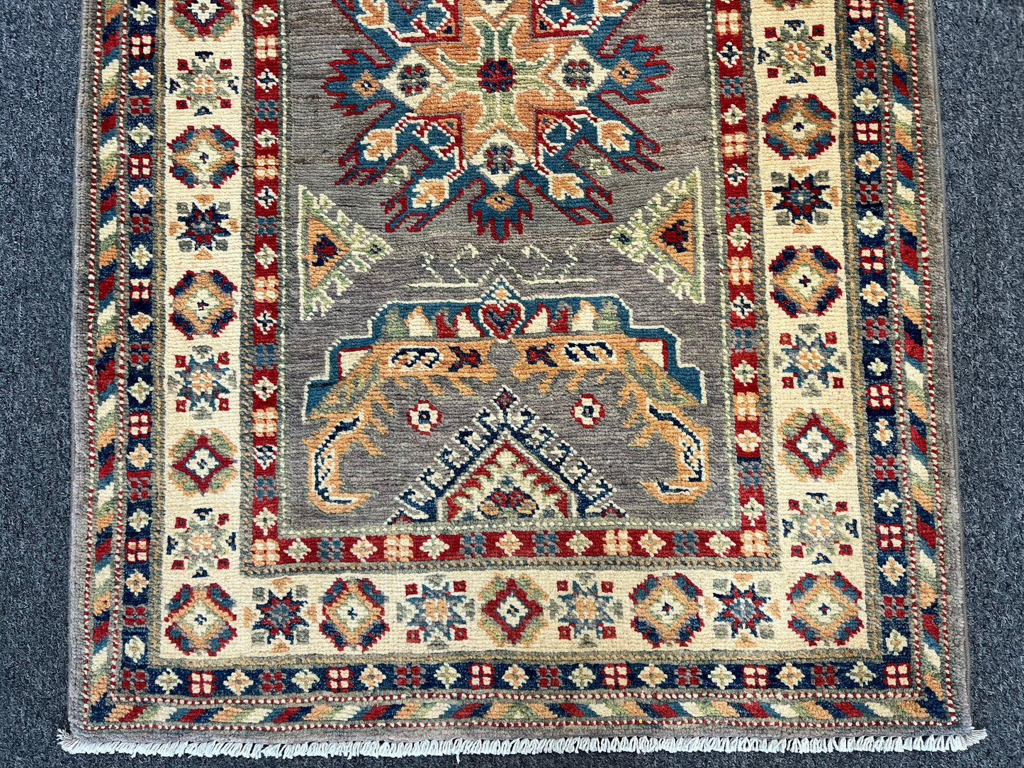 Kazak Runner Gray 2' 8"X10' Handmade Wool Rug # 13631