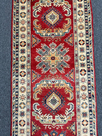 Kazak Runner Red 2' 9"X10' Handmade Wool Rug # 13628