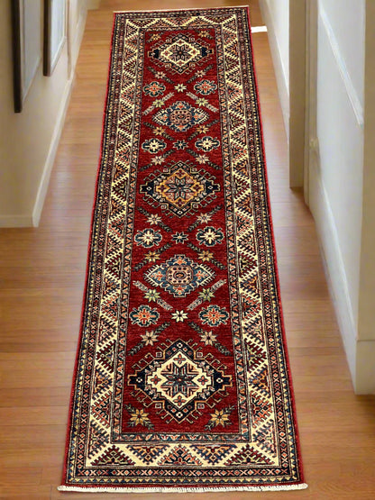 Runner Super Kazak Red 2' 10"X9' Handmade Wool Rug # 14261