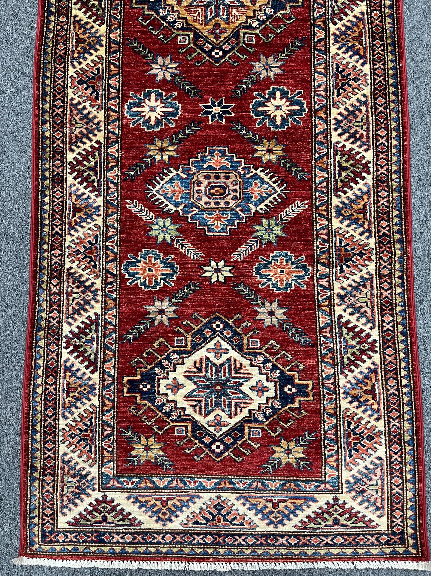 Runner Super Kazak Red 2' 10"X9' Handmade Wool Rug # 14261