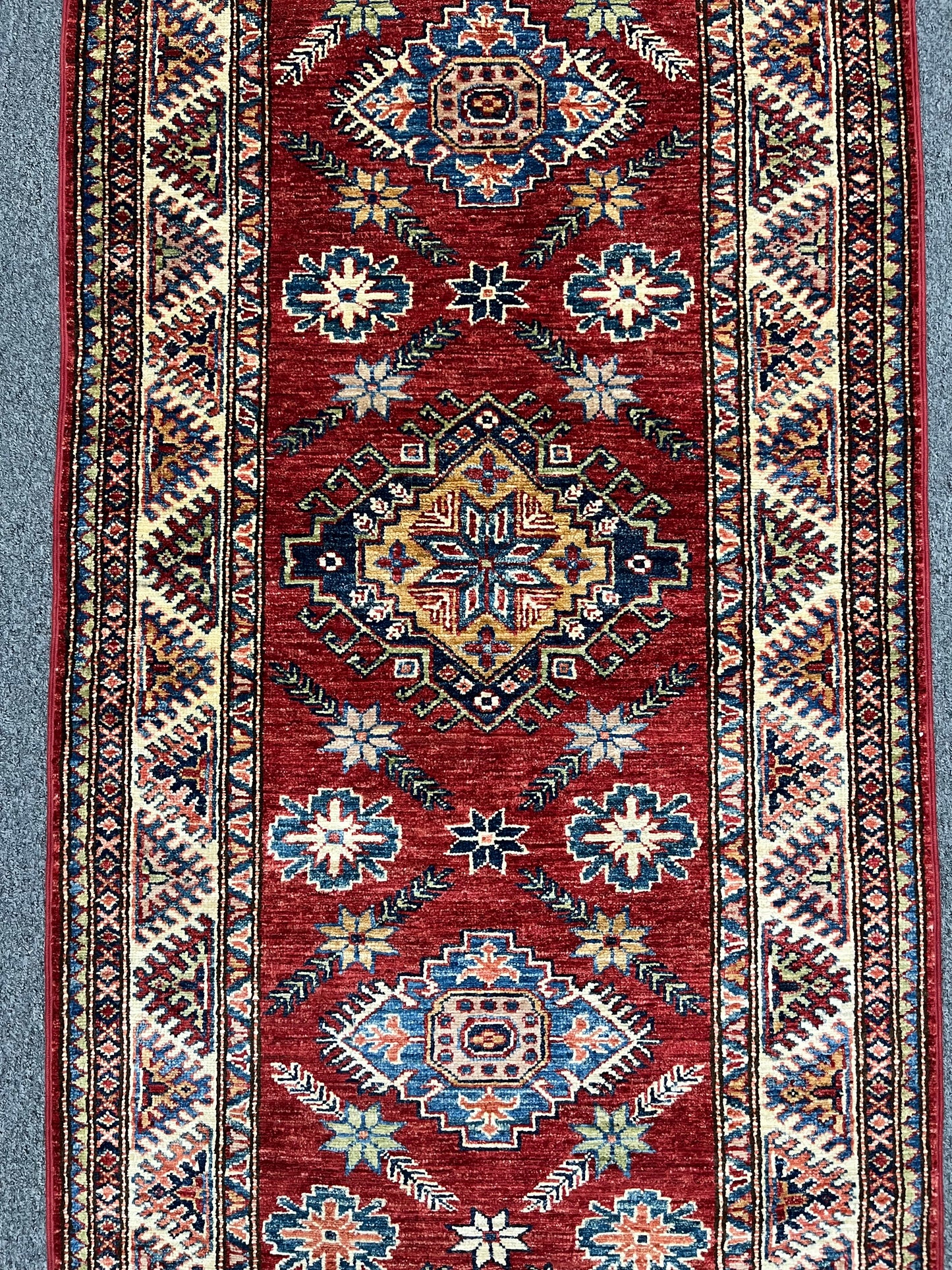 Runner Super Kazak Red 2' 10"X9' Handmade Wool Rug # 14261