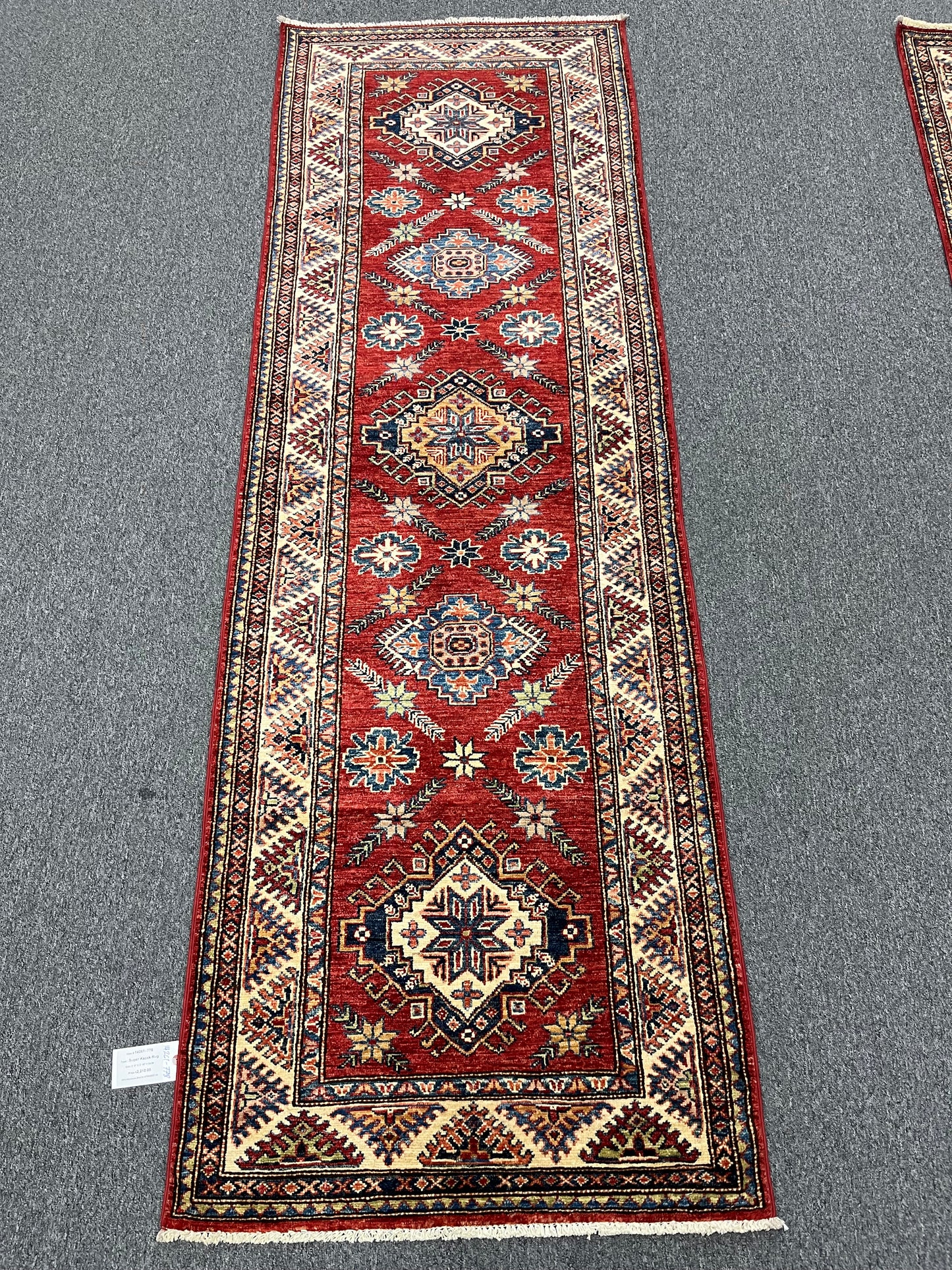 Runner Super Kazak Red 2' 10"X9' Handmade Wool Rug # 14261