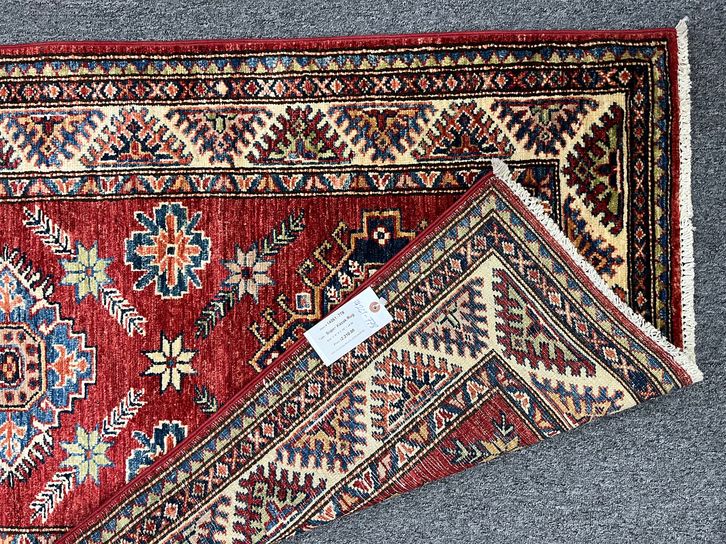 Runner Super Kazak Red 2' 10"X9' Handmade Wool Rug # 14261