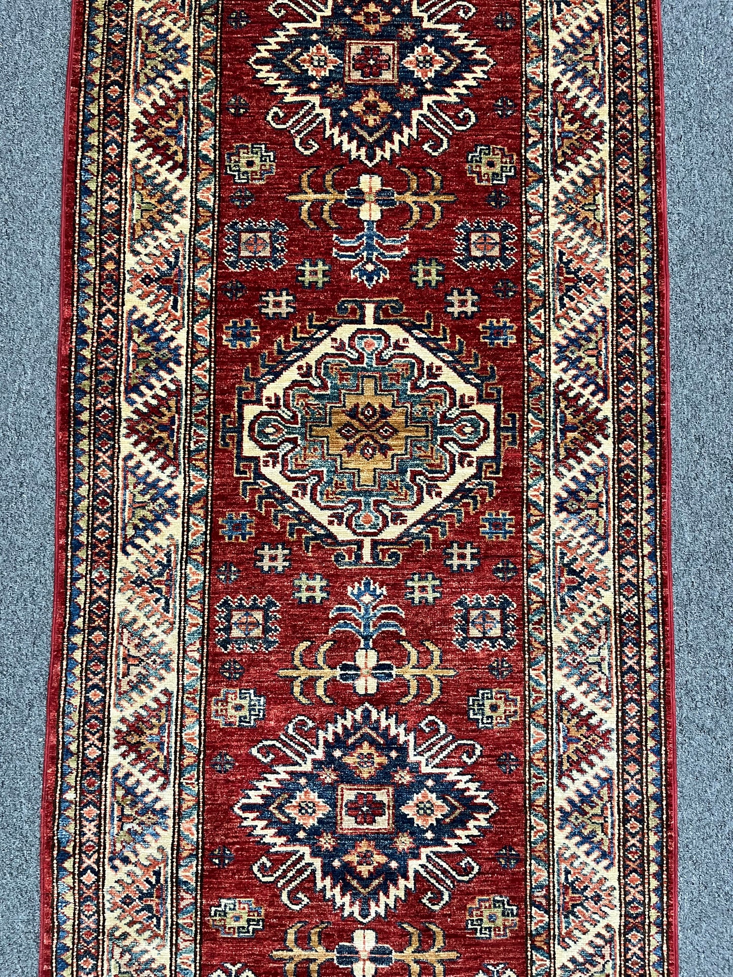 Super Kazak Runner Red 2' 10"X9' Handmade Wool Rug # 14264