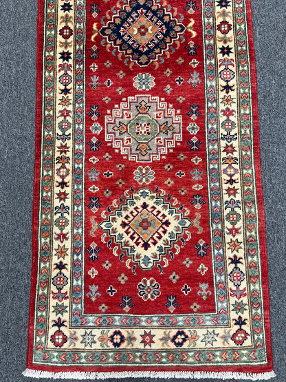 Kazak Runner Red 2' 5"X8' Handmade Wool Rug # 13788