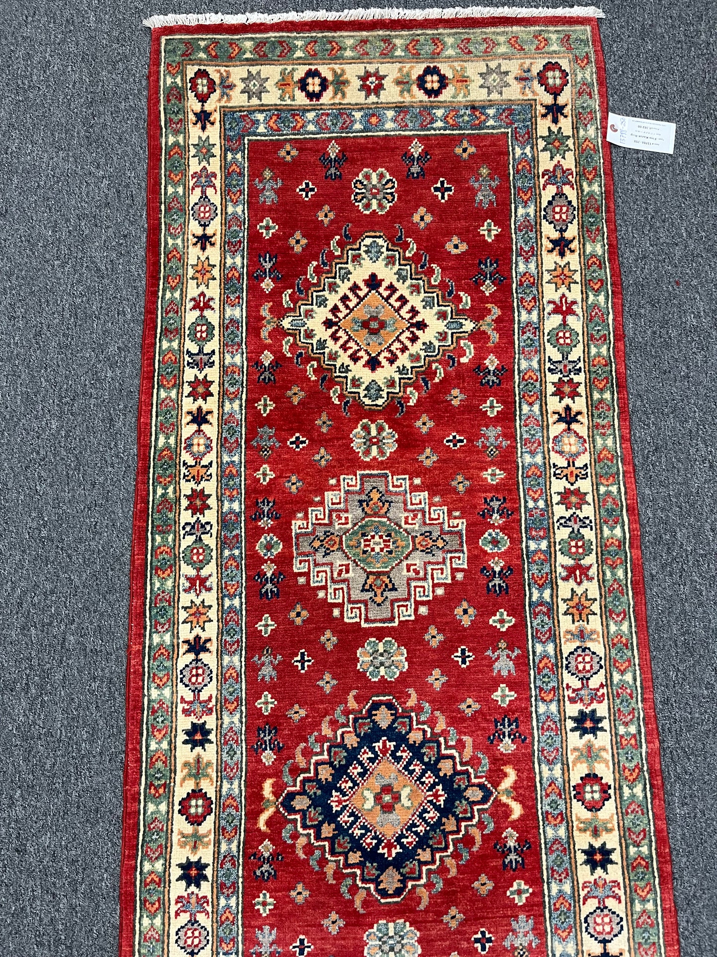 Kazak Runner Red 2' 5"X8' Handmade Wool Rug # 13788