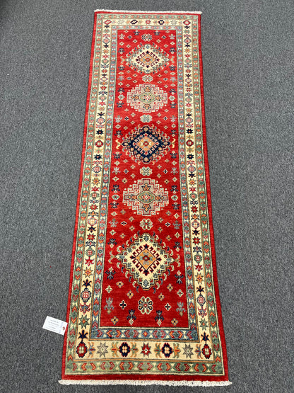 Kazak Runner Red 2' 5"X8' Handmade Wool Rug # 13788