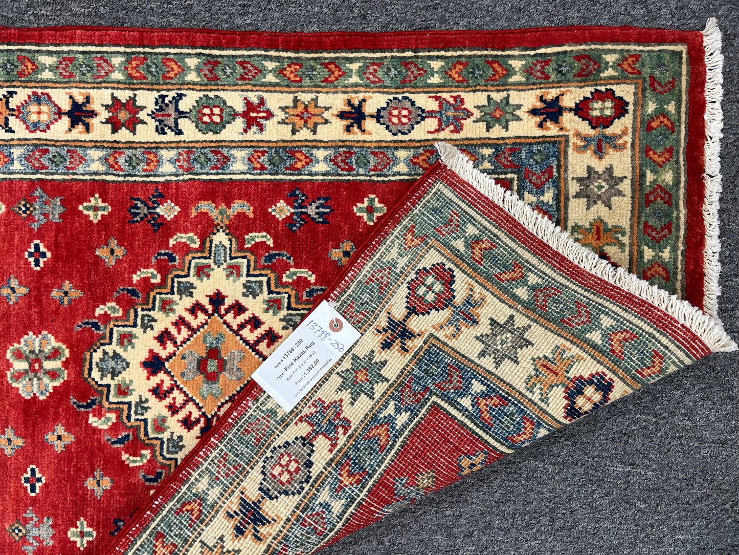 Kazak Runner Red 2' 5"X8' Handmade Wool Rug # 13788