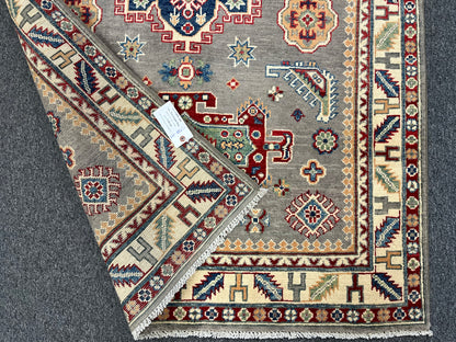 Kazak Gray Rug 4X6 Handmade Wool # 13944