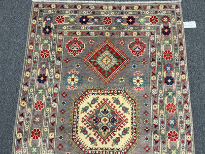 4X6 Kazak Gray Handmade Wool Area Rug # 13942