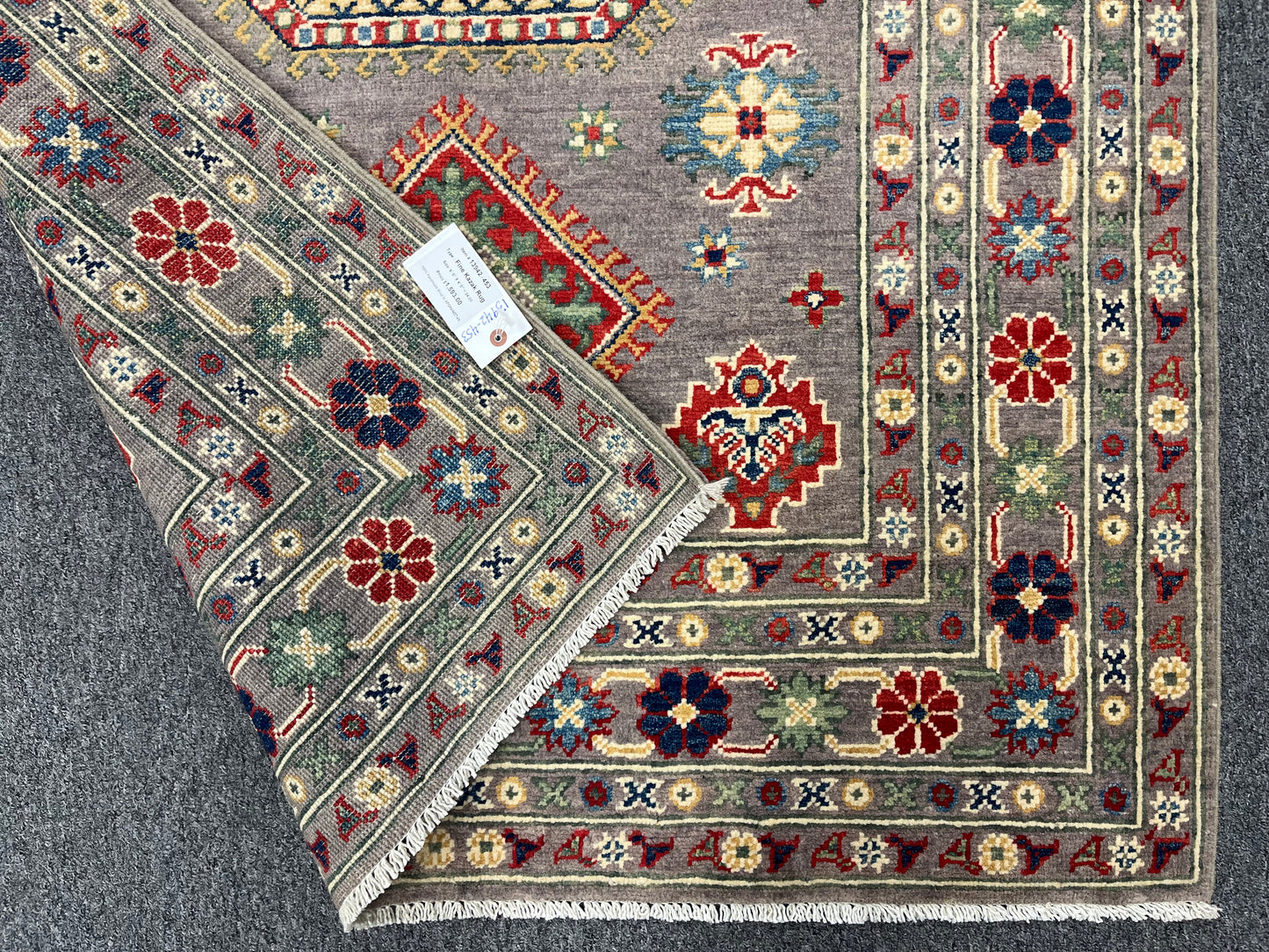 4X6 Kazak Gray Handmade Wool Area Rug # 13942