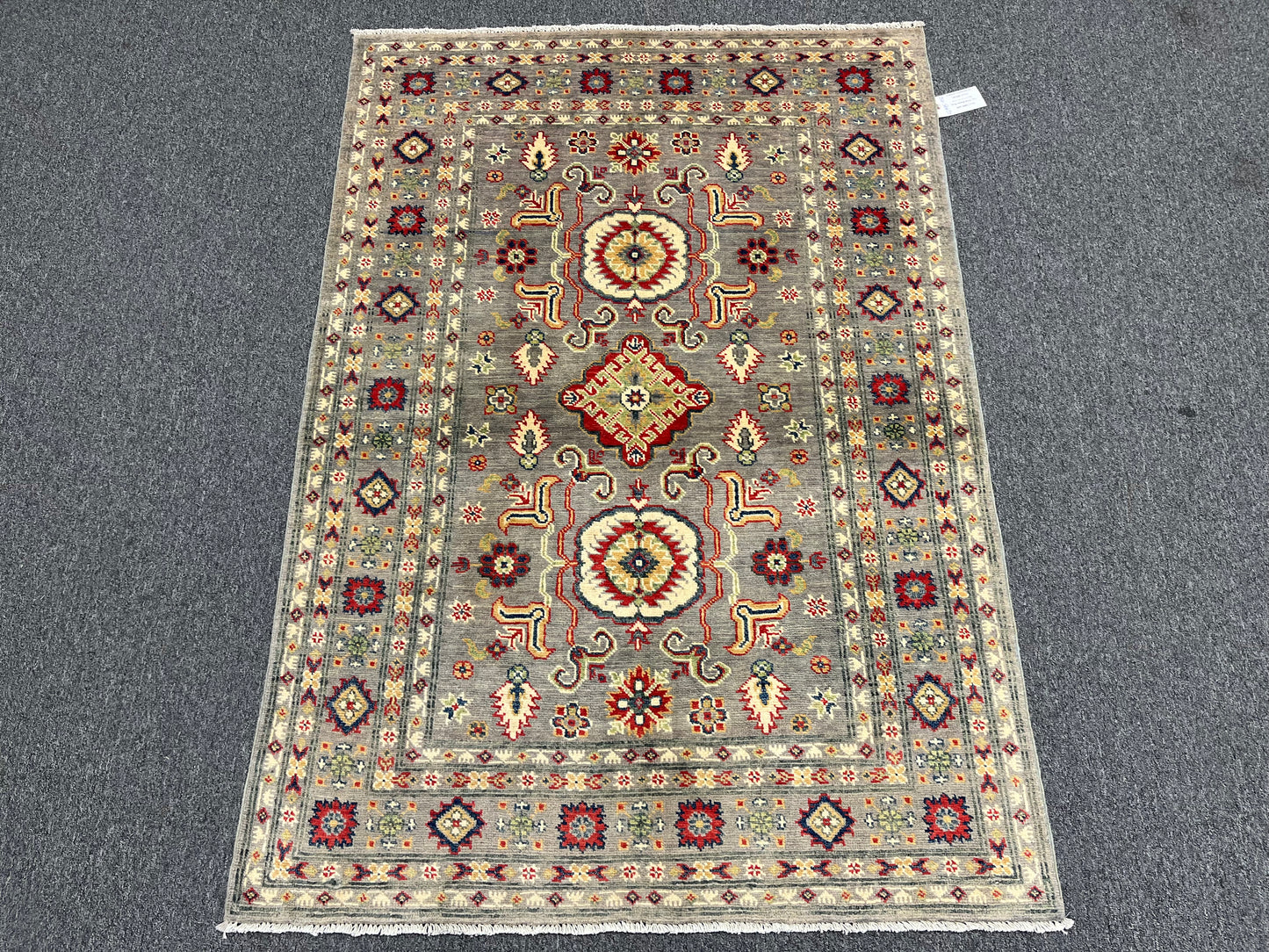 4X6 Gray Kazak Wool Handmade Rug # 13945