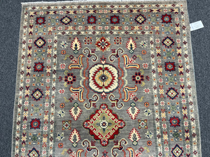 4X6 Gray Kazak Wool Handmade Rug # 13945