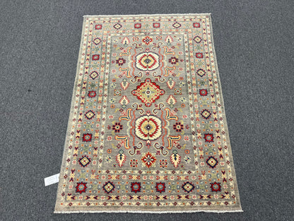 4X6 Gray Kazak Wool Handmade Rug # 13945