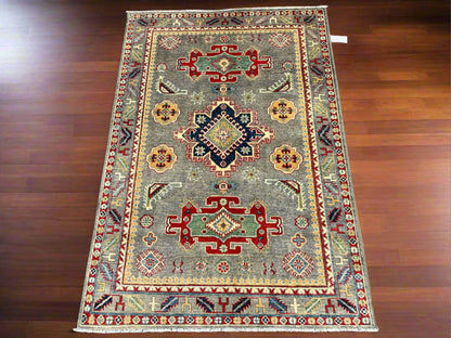 4X6 Kazak Soft Gray Wool Hand-knotted Area Rug # 13690