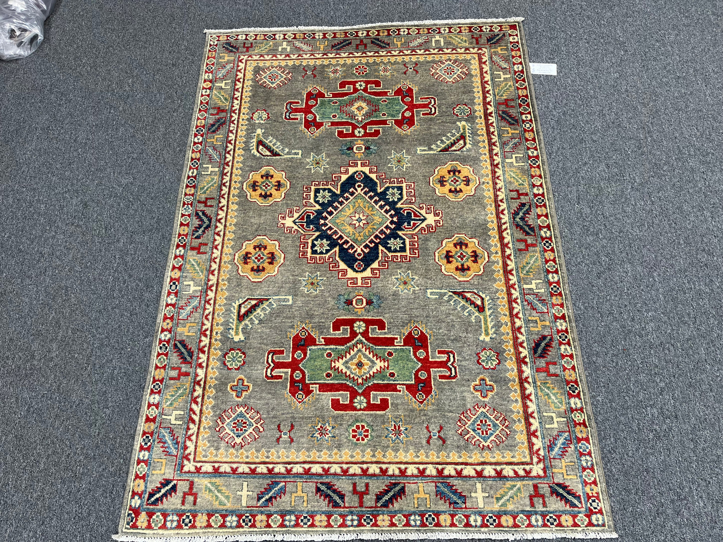 4X6 Kazak Soft Gray Wool Hand-knotted Area Rug # 13690