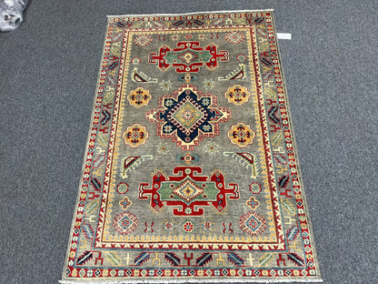 4X6 Kazak Soft Gray Wool Hand-knotted Area Rug # 13690