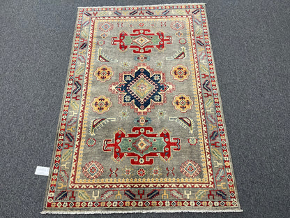 4X6 Kazak Soft Gray Wool Hand-knotted Area Rug # 13690