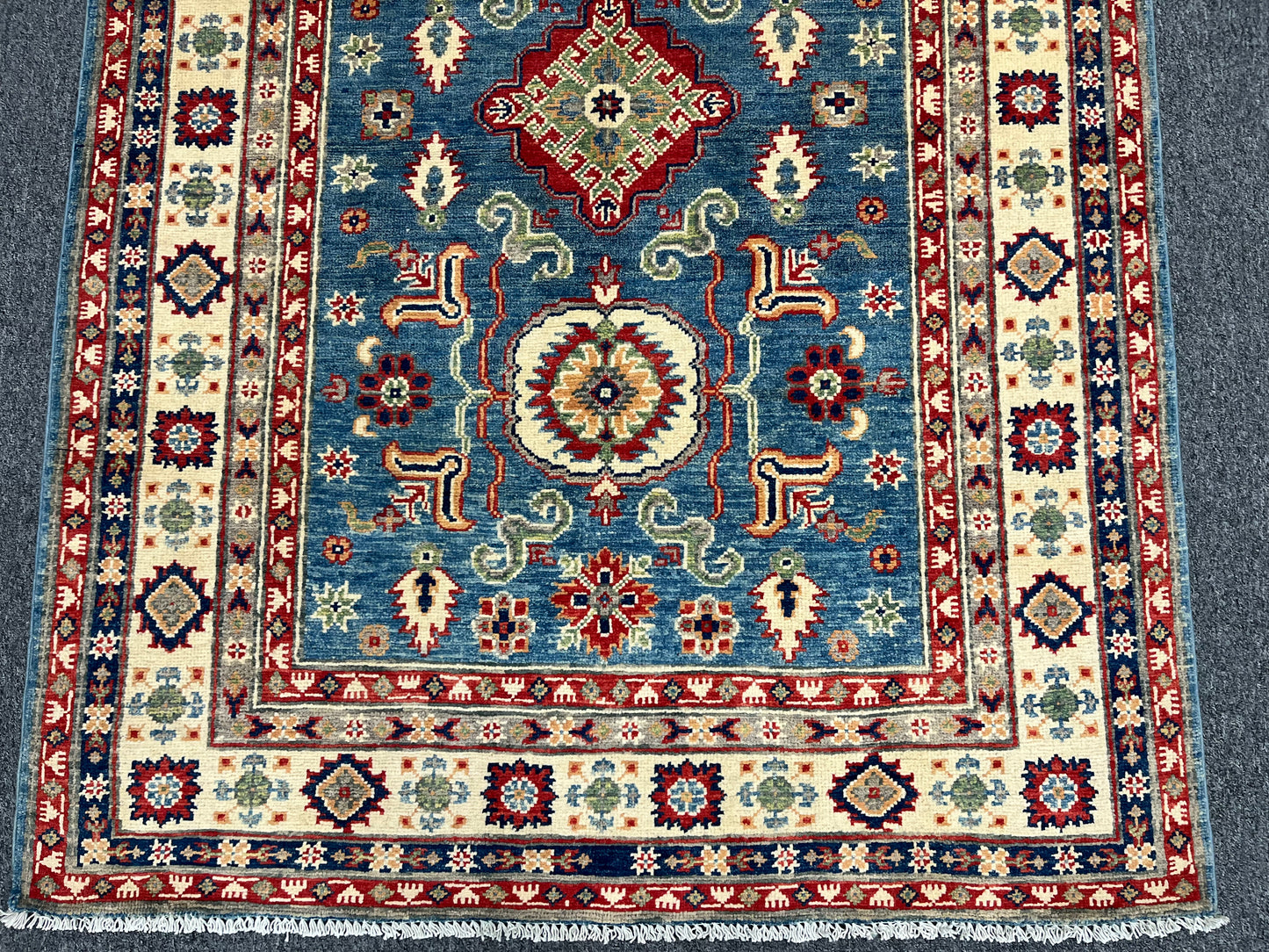 4X6 Kazak Light Blue Wool Hand-knotted Rug # 13691