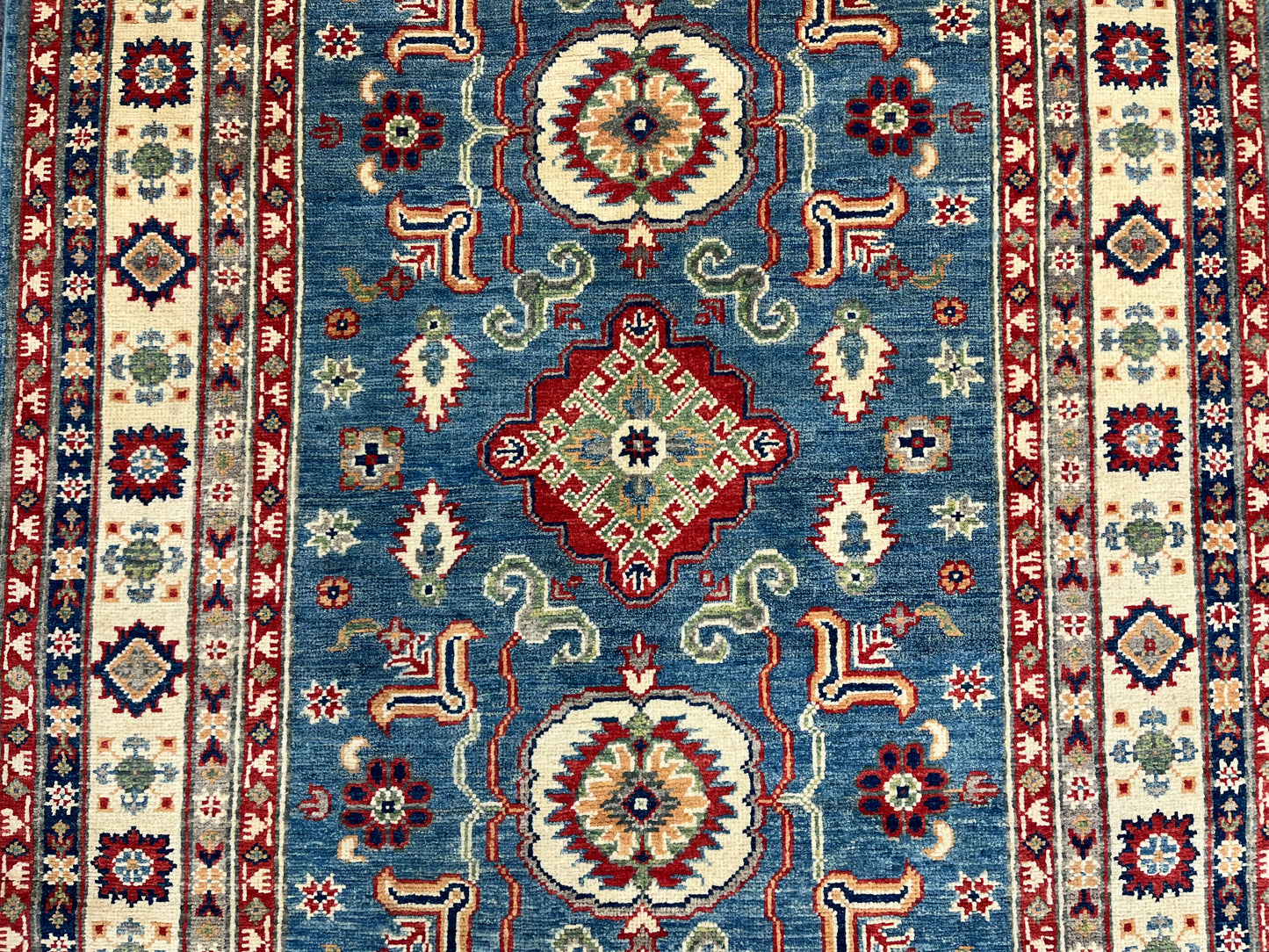 4X6 Kazak Light Blue Wool Hand-knotted Rug # 13691