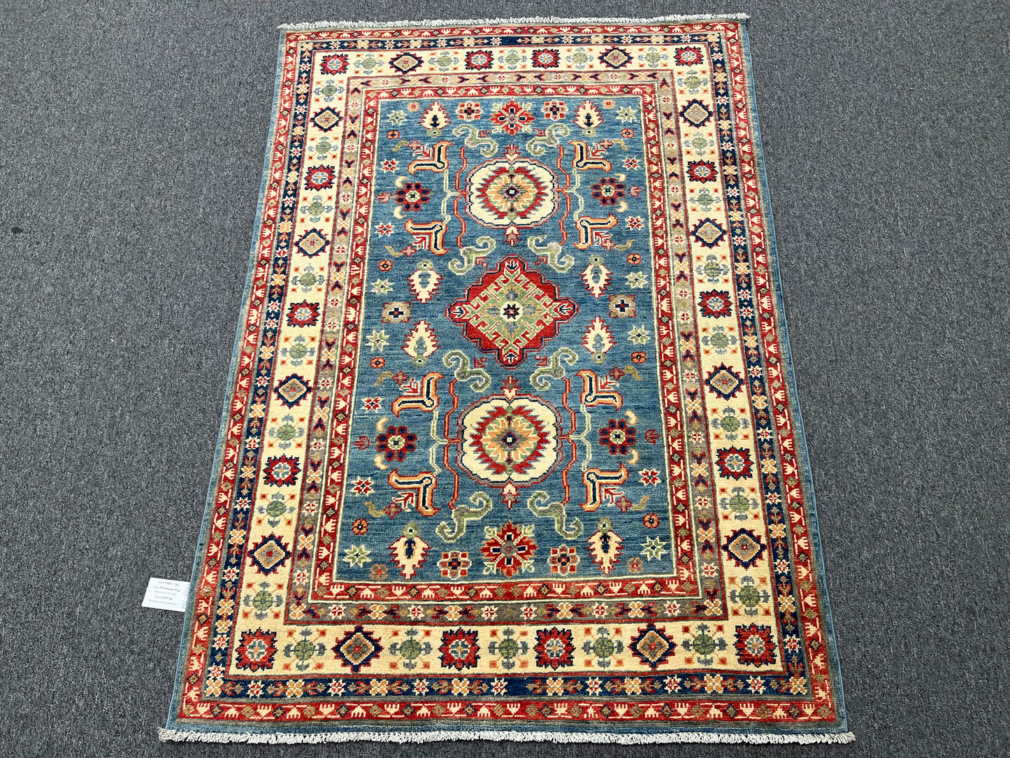 4X6 Kazak Light Blue Wool Hand-knotted Rug # 13691