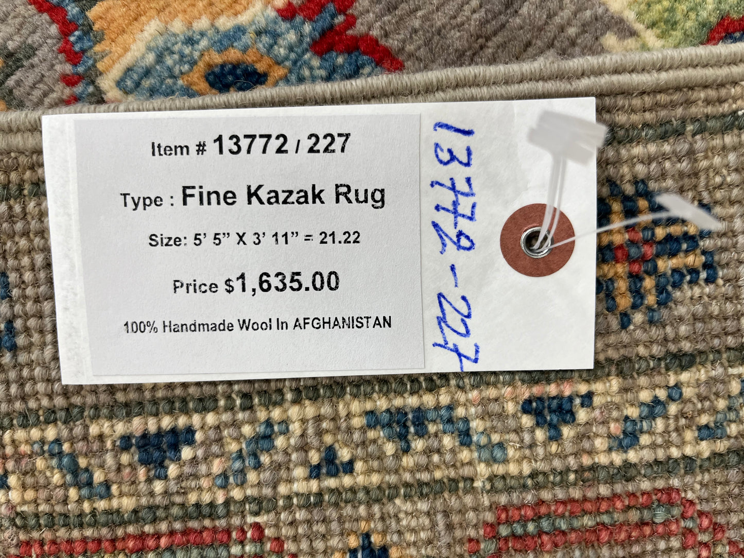 Kazak Soft Gray 4X6 Wool Hand-knotted Rug # 13772