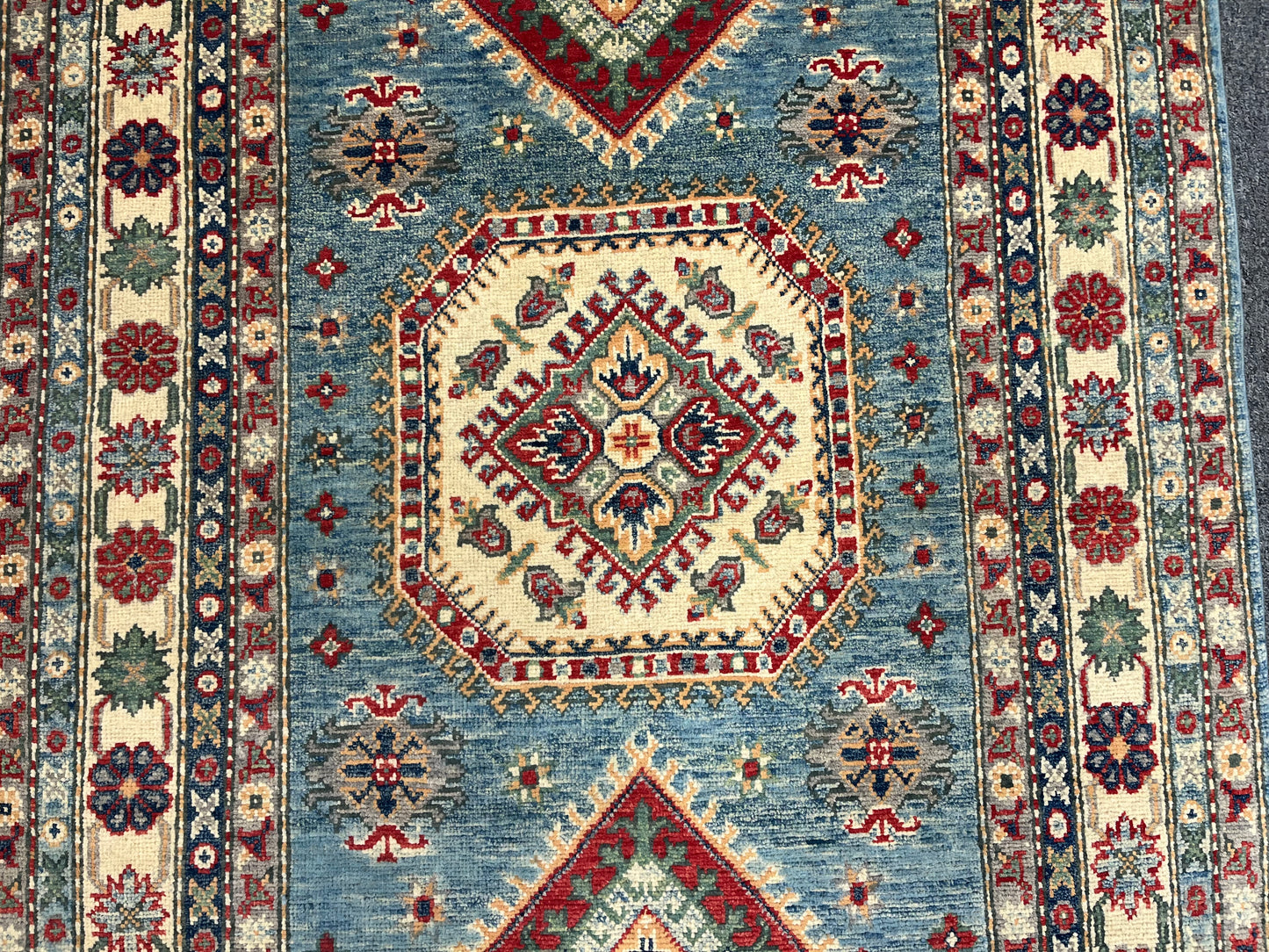 Kazak Light Blue 4X6 Wool Handmade Rug # 13757