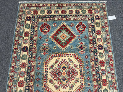 Kazak Light Blue 4X6 Wool Handmade Rug # 13757