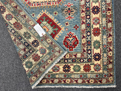 Kazak Light Blue 4X6 Wool Handmade Rug # 13757