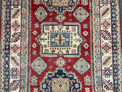 4X6 Red/Rust Kazak Wool Handmade Rug # 13759