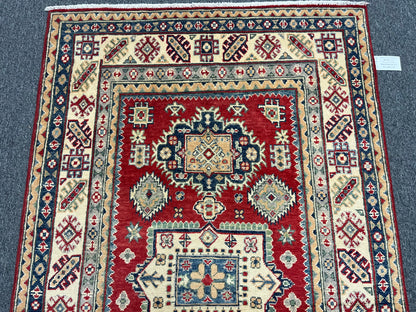 4X6 Red/Rust Kazak Wool Handmade Rug # 13759