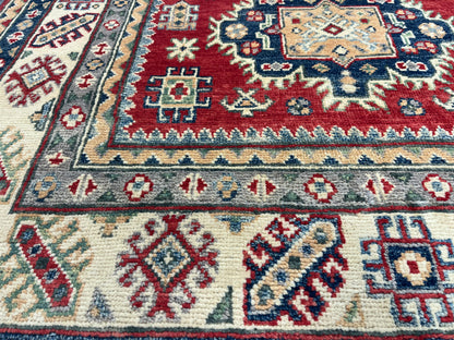 4X6 Red/Rust Kazak Wool Handmade Rug # 13759