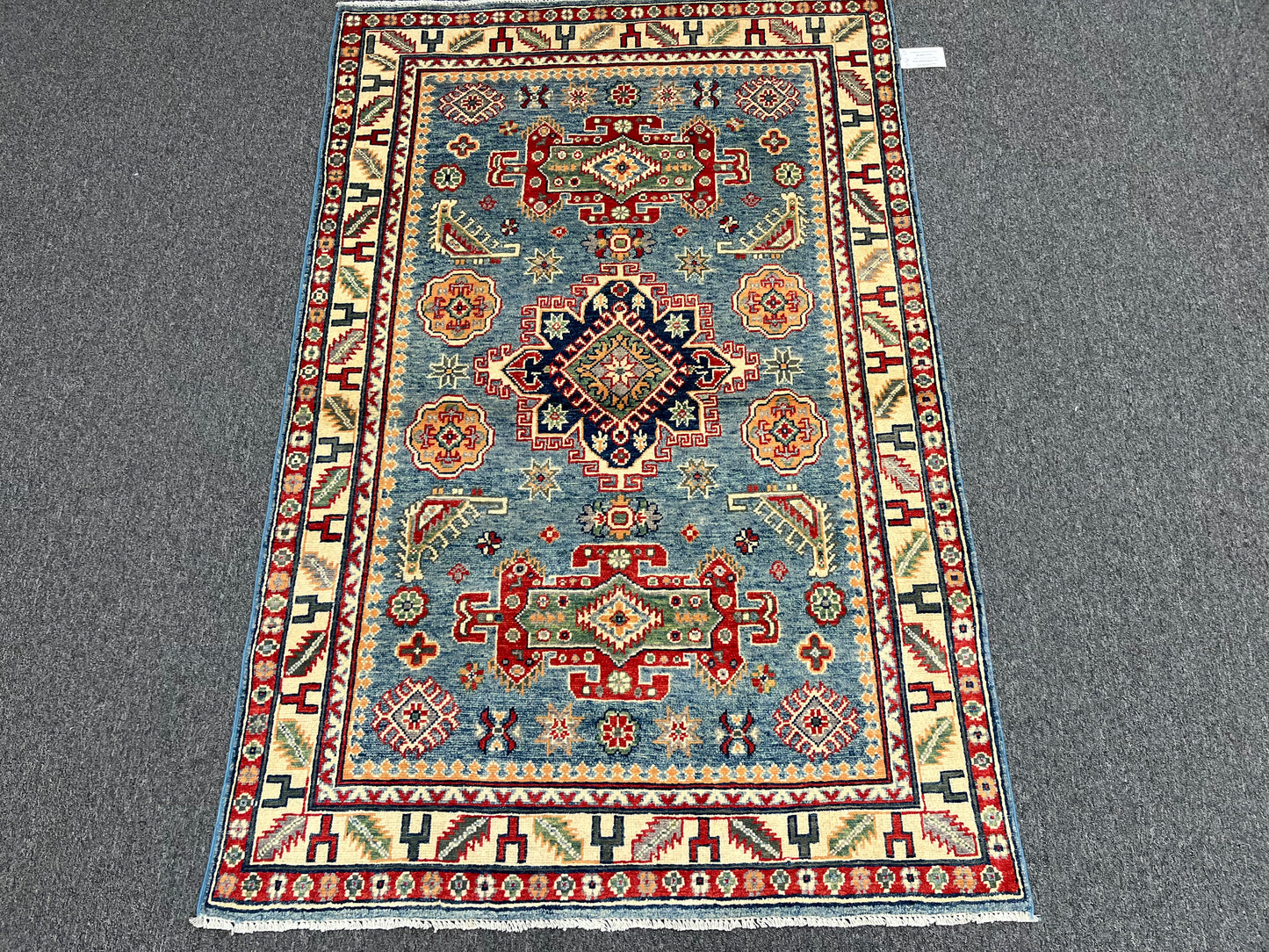 Blue Kazak 4X6 Wool Handmade Rug # 13762