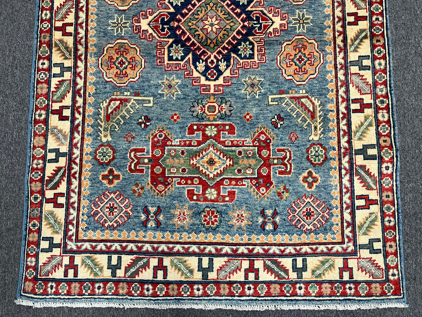 Blue Kazak 4X6 Wool Handmade Rug # 13762