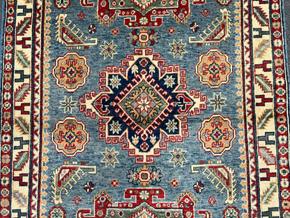 Blue Kazak 4X6 Wool Handmade Rug # 13762