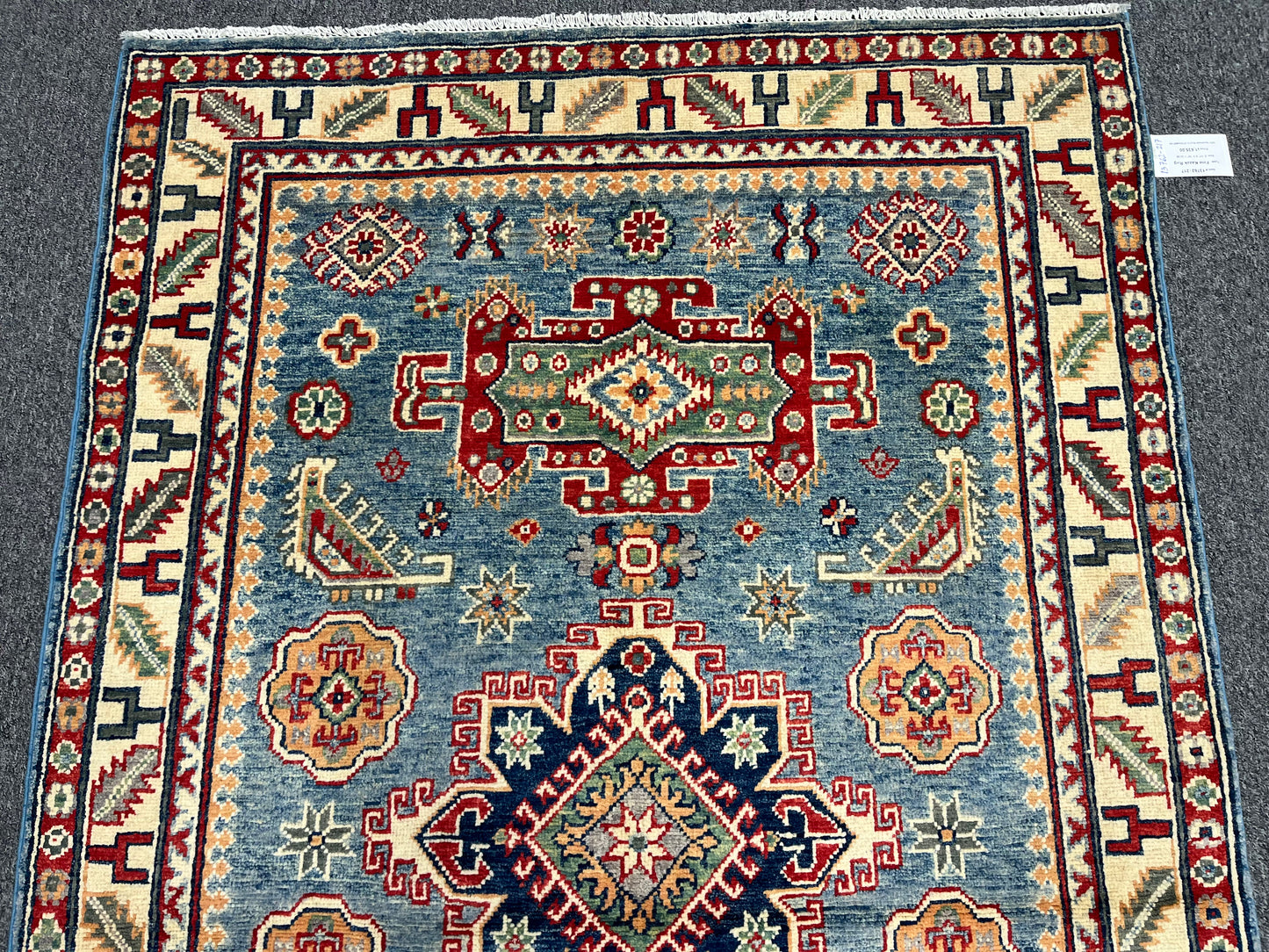 Blue Kazak 4X6 Wool Handmade Rug # 13762