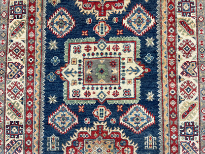 Kazak Navy Blue 4X6 Wool Hand-knotted Rug # 13697