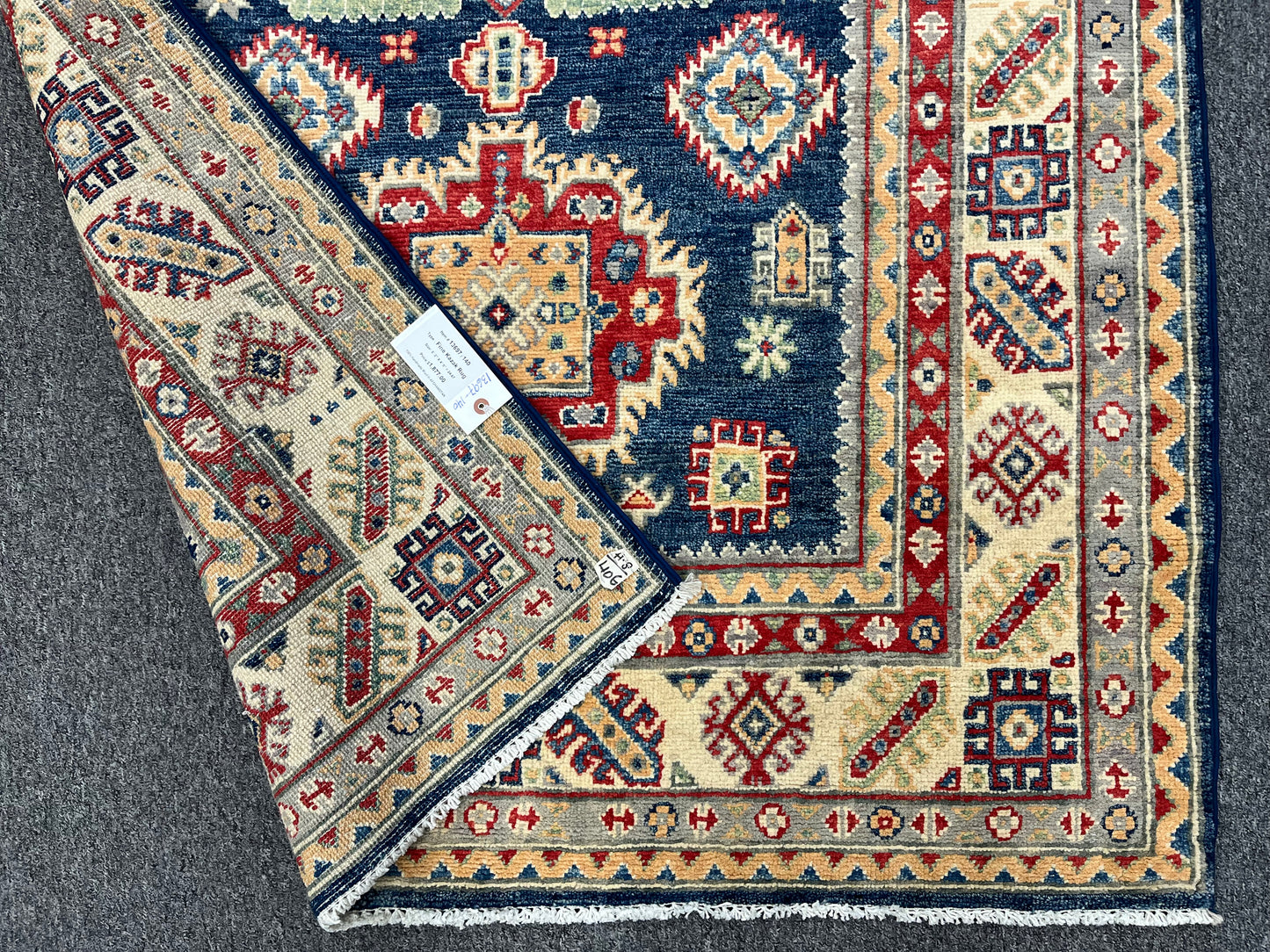 Kazak Navy Blue 4X6 Wool Hand-knotted Rug # 13697