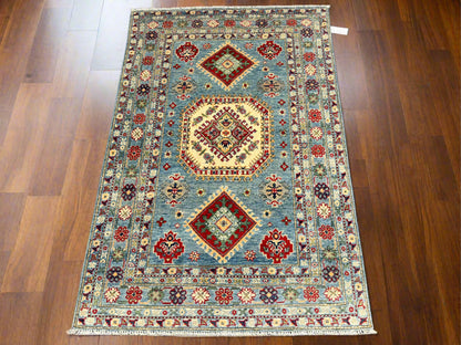 Light Blue Kazak Rug 4X6 Wool Hand-knotted # 13695