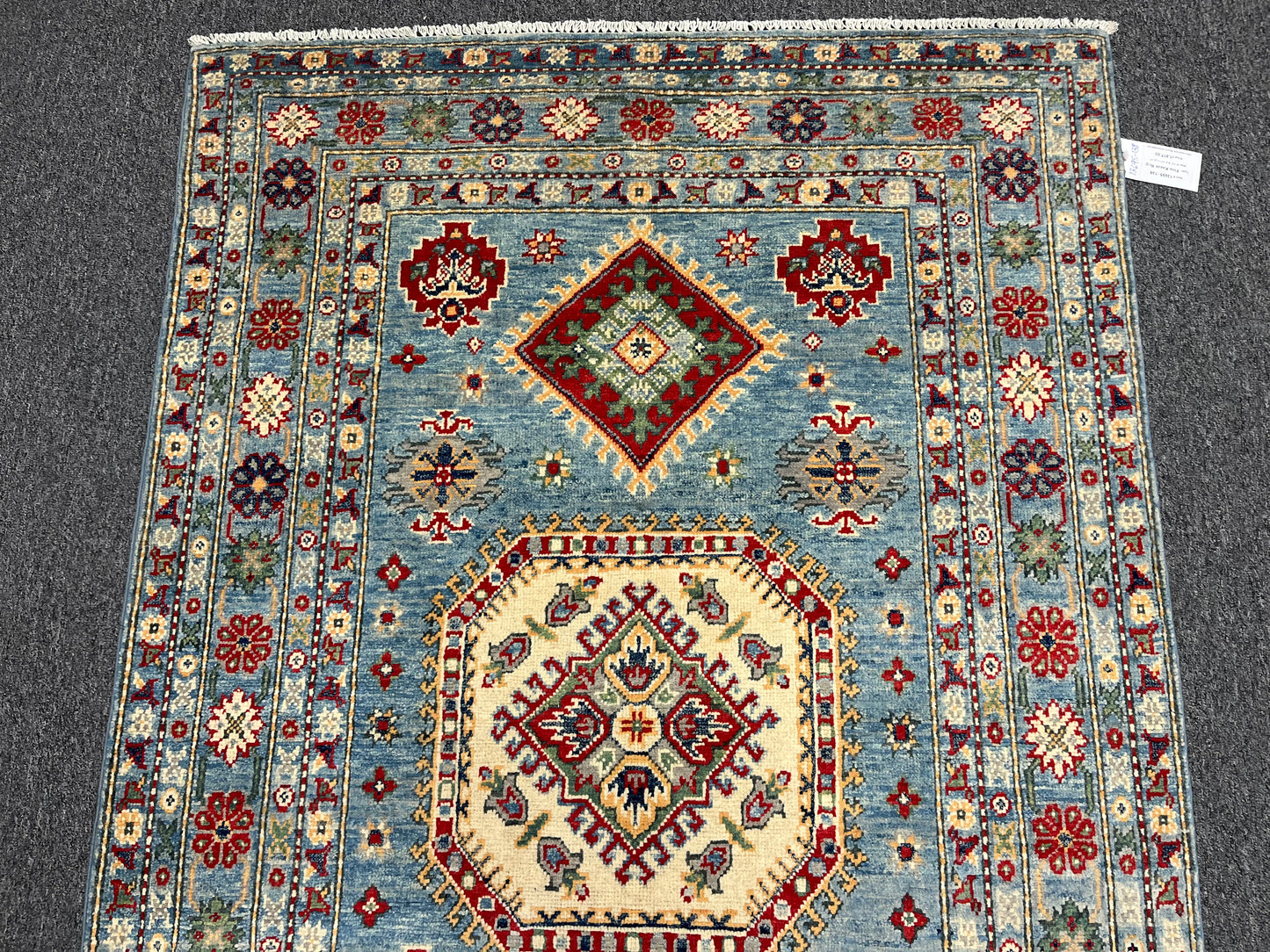 Light Blue Kazak Rug 4X6 Wool Hand-knotted # 13695