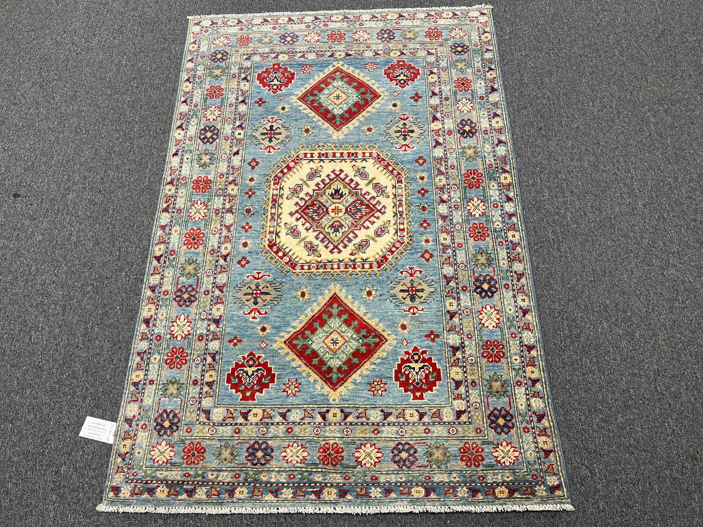 Light Blue Kazak Rug 4X6 Wool Hand-knotted # 13695