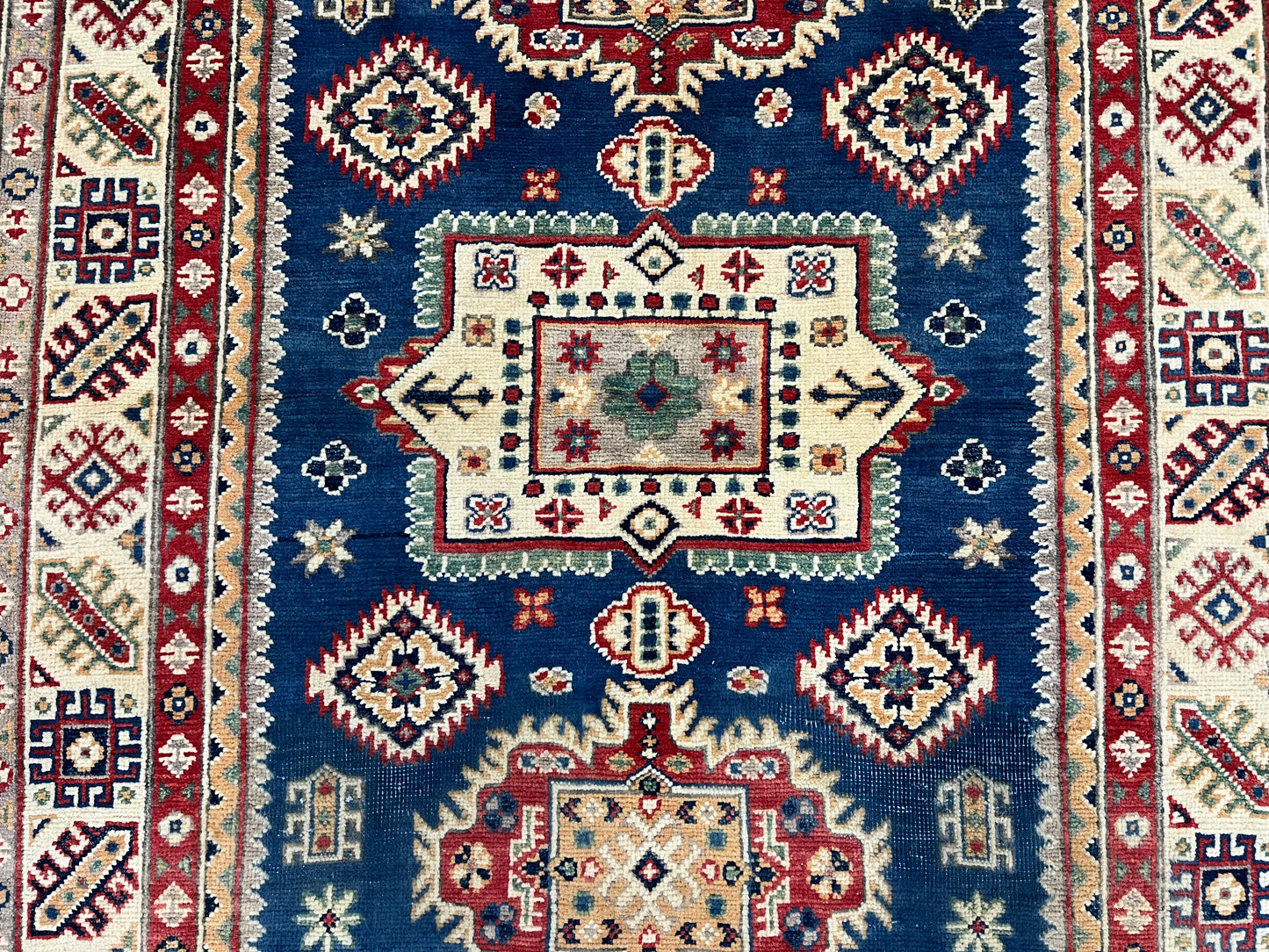 Kazak Navy Blue 4X6 Wool Handmade Rug # 13693