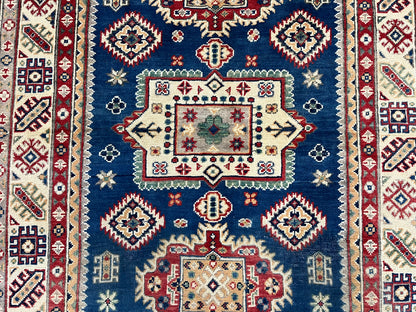 Kazak Navy Blue 4X6 Wool Handmade Rug # 13693